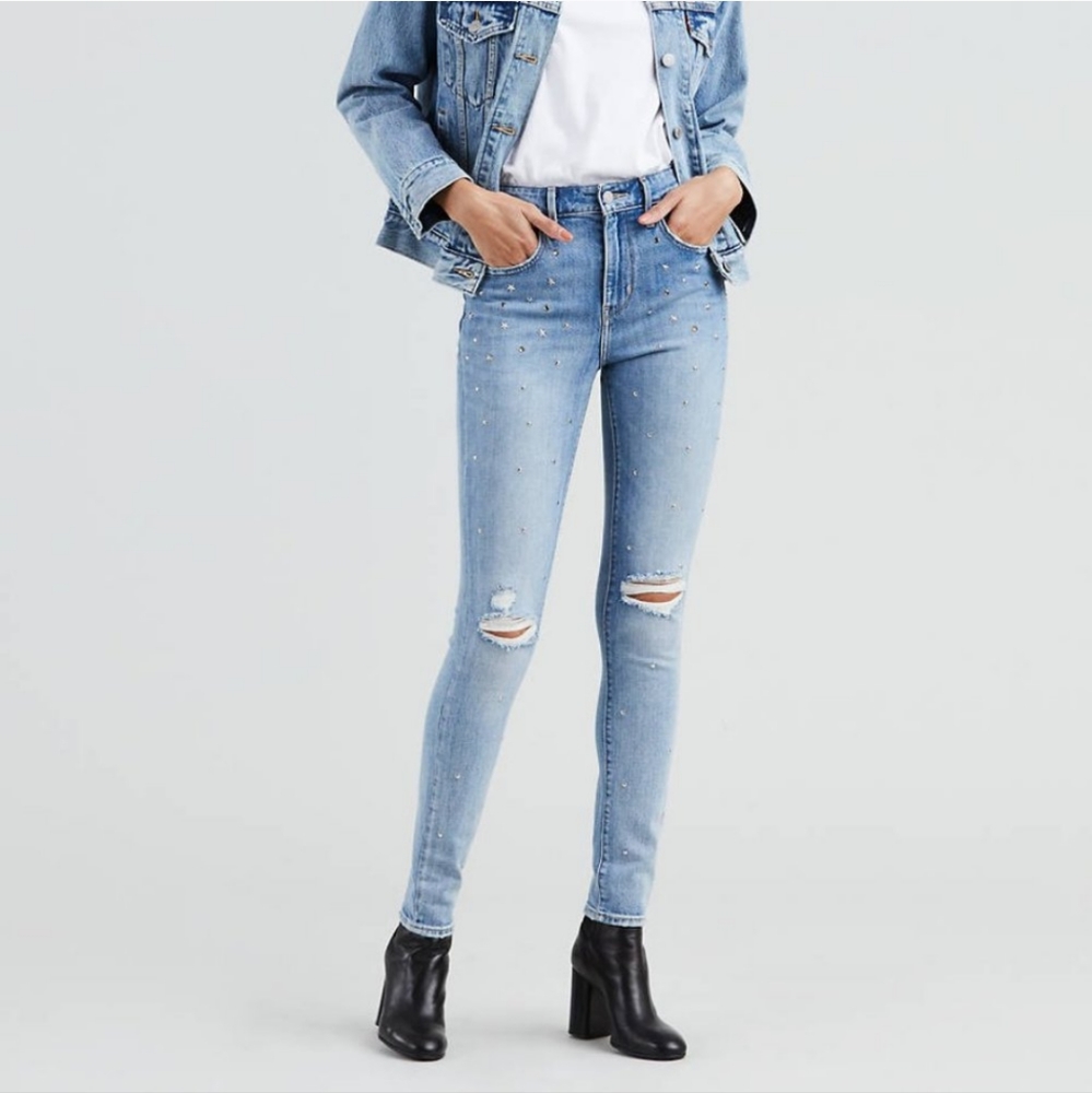 Levi's Studded 721 High Rise Skinny Jeans Size 27.